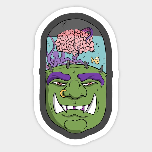 Ogre Brain Aquarium Sticker by wizardkerfuffle